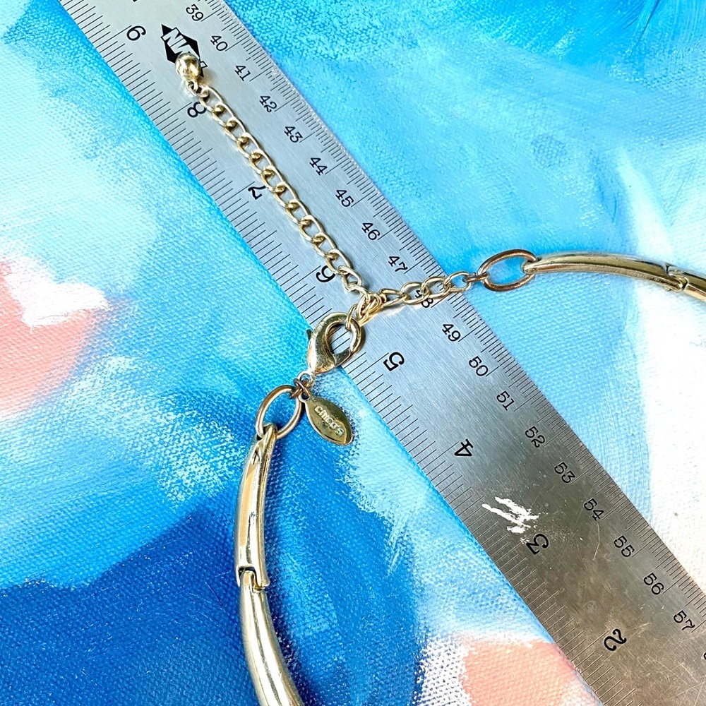 Chico’s Boho Statement Collar Necklace Blue Stone Tassel Pendant - Picture 5 of 6